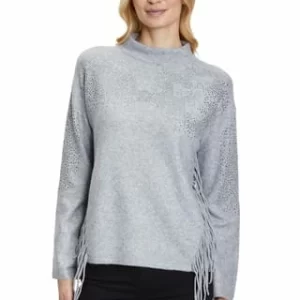 BETTY BARCLAY Feinstrickpullover Mit Fransen Grey Melange 14