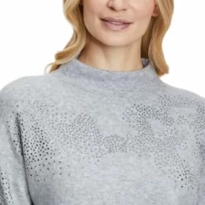 BETTY BARCLAY Feinstrickpullover Mit Fransen Grey Melange 20