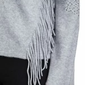 BETTY BARCLAY Feinstrickpullover Mit Fransen Grey Melange 22