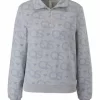 Qs Sweartshirt, Troyerkragen, Logo-Print, Für Damen 94A1 GREY/ BLACK 22