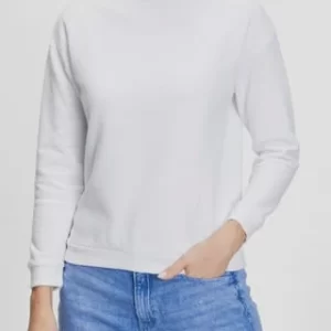 MANGUUN Sweater, Rundhalsausschnitt, Uni, Für Damen WEIß 10