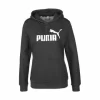 PUMA® Damen Pullover – ESS Logo Hoodie, Rundhals, Langarm, Kapuze, Uni Dunkelgrau 8